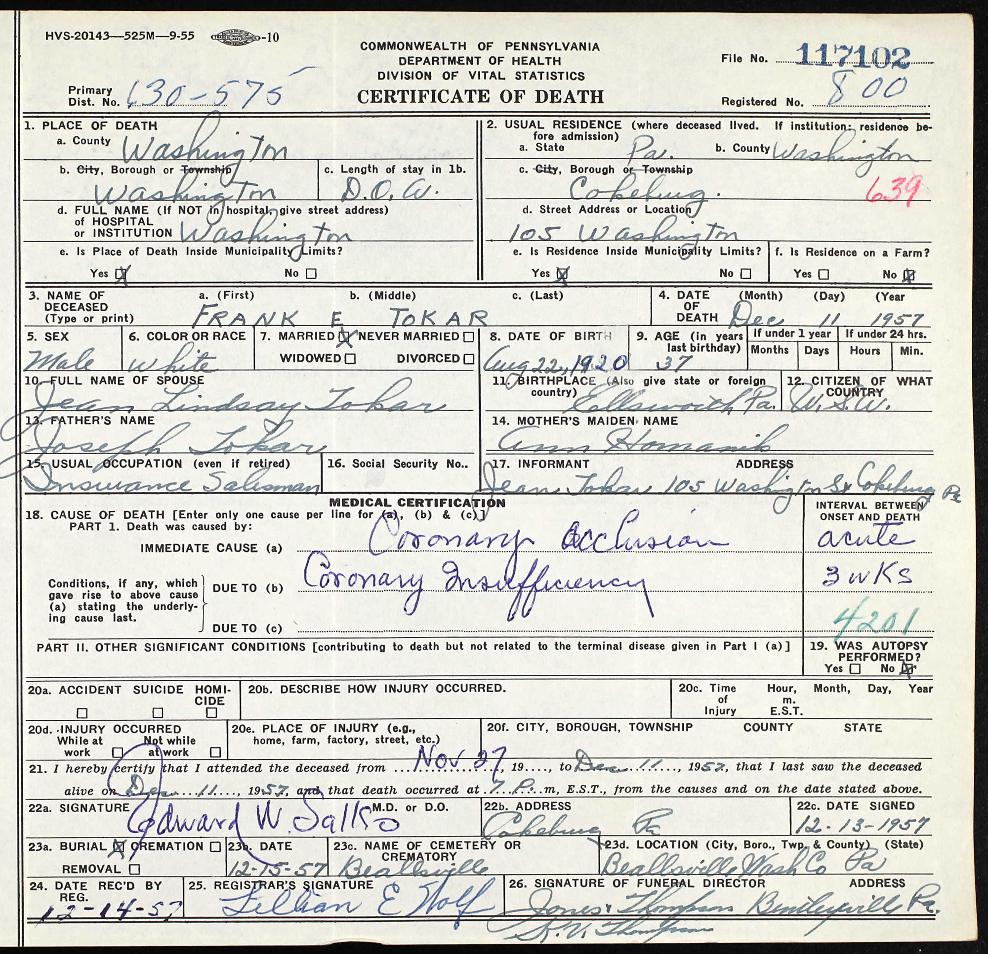 death certificate
